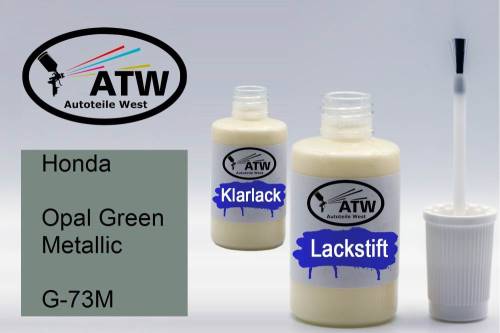 Honda, Opal Green Metallic, G-73M: 20ml Lackstift + 20ml Klarlack - Set, von ATW Autoteile West.